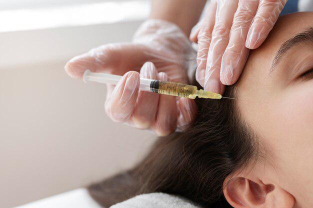Woman receiving a PRP facial treatment for skin rejuvenation