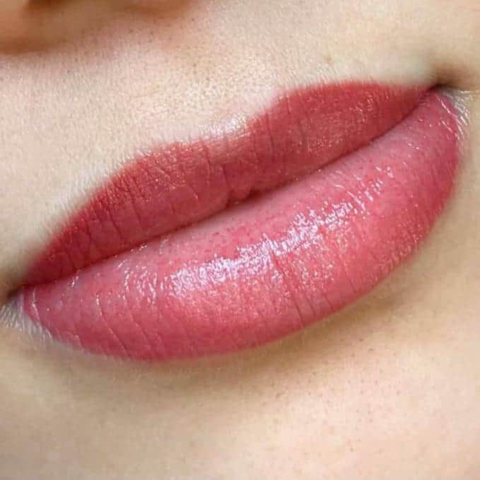 Permanent lip blush treatment at Frame Lash Studio.